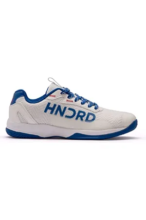 Hundred Xoom Pro, scarpe da badminton professionali antitraccia da uomo | Materiale: ecopelle | Adatto per tennis indoor, squash, ping pong, basket e padel (Bianco/Blu, EU 40, UK 6, US 7)