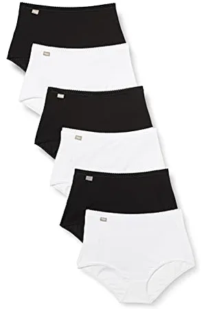Playtex Slip Cotone Elasticizzato Pack Donna x6, Bianco/Nero (Multicolor), M
