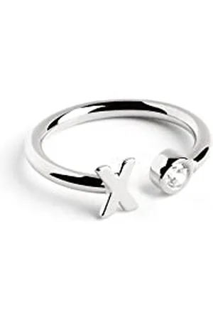 SINGULARU Anello Personalizzato Letter Spark. Regolabile. Argento Sterling 925 con Finitura Placcata Rodio. Taglia Unica. Gioielli da Donna. Lettera X