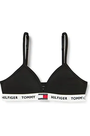 Tommy Hilfiger Tommy Jeans Reggiseno a Triangolo Ragazza 2 Pack Padded Triangle Bra Senza Ferretto, (Black), 134 (8-10)