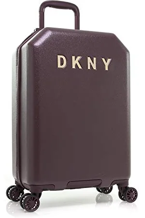DKNY Bagaglio verticale da 21 pollici con 8 ruote girevoli, ABS + custodia per PC, borsa da fine settimana, , 21" Carry On, Logo in metallo