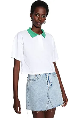 Trendyol T-Shirt da Donna in Maglia con Collo a Polo Camicia, , M