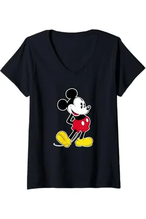 Disney Donna Mickey Mouse Topolino Classic Maglietta con Collo a V