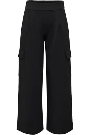 JDY JACQUELINE de YONG Pantaloni in Tessuto Cargo da Donna Pantaloni Culotte Eleganti con Vita Alta e Pantaloni Marlene GEGGO, Colore: , Taglia:M / 32L, Lunghezza della Gamba:L32