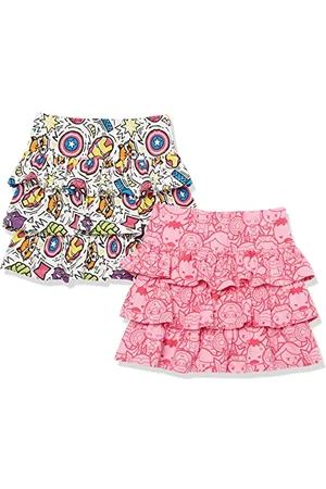 Amazon Disney | Marvel | Star Wars | Frozen | Princess Gonne a Ruota in Maglia con Volant Bambine e Ragazze, Pacco da 2, , 9 Anni