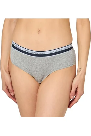 Emporio Armani Stretch Cotton Logoband Cheeky Pants, Mutandine Hipster Donna, (Light Grey Melange), L