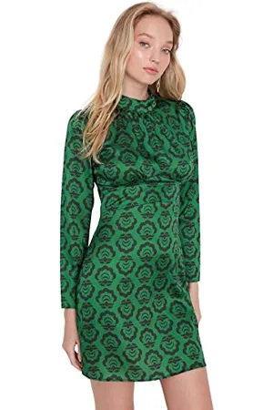 Trendyol Abito da Donna in Tessuto con Colletto in Piedi Regolare a trape Vestito, , 70