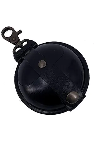 Mika 28063901 – Portachiavi grande in vera pelle/sella, mini portafogli come portachiavi, con scomparto per monete con bottone automatico, portachiavi, colore , diametro circa 9 cm.