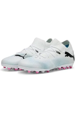 PUMA Future 7 Match Mg Jr, Soccer Shoe Unisex - Bambini e ragazzi, White Black Poison Pink, 28 EU