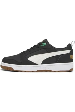 PUMA Rimbalzo V6 Basso 75 Anni, Scarpe da Ginnastica Unisex-Adulto, Nero Caldo Bianco Archivio Verde Oro Pristine, 40 EU