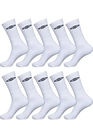 Umbro Calzini Uomo Sportivo Tessitura con Imbottiti, Set di 10 Calze Uomo Lunghe, Tennis, Traspirante, Bianchi, Taglie 43/46