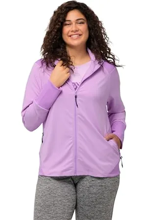 Ulla Popken Funktionssweatjacke Antibakteriell Maglione Cardigan, Lilla, 52-54 Donna