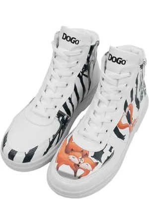 Dogo Women Vegan Leather White High Top Sneakers - Cuddling Season Design