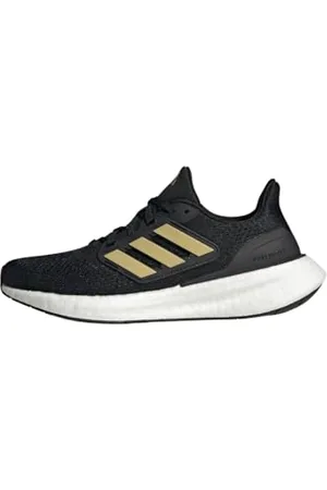 adidas Pureboost 23 Shoes, Scarpe da Corsa Donna, Core Black/Gold Metallic/Carbon, 36 2/3 EU