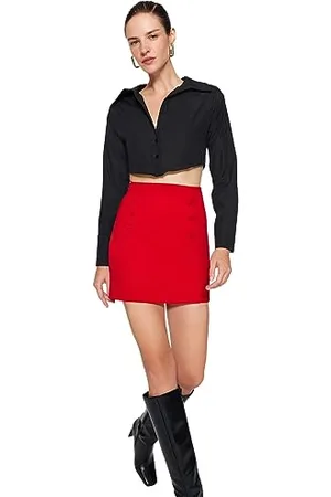 Trendyol Damen Gerade Mini Stift Schlank Rock Gonna, , L da Donna