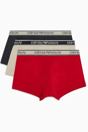 Emporio Armani Stretch Cotton Core Logoband 3-Pack Trunk, Boxer Uomo, (Nude-Marine-Red), XL