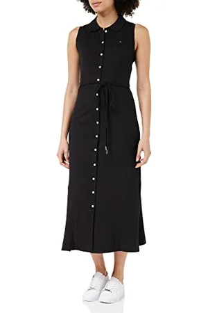 Tommy Hilfiger Abito a Polo Donna Slim Fit, (Black), S
