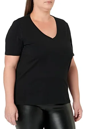 Marc O’ Polo Marc OߴPolo Donna T-Shirt con Scollo a V Regular Fit, (Black), XS