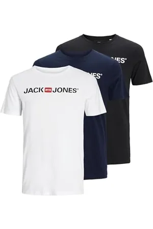 JACK & JONES Jjecorp Logo Tee SS Crew Neck 3 Pezzi MP 3PK, 12137126-Blazer Nero/Bianco/Blu Navy, XS Uomo