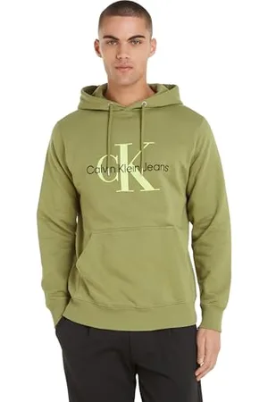 Calvin Klein Seasonal Monologo Regular Hoodie J30J320805, Felpe con Cappuccio Uomo, (Dark Juniper), XXS
