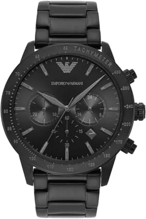 Emporio Armani Orologio Uomo, movimento cronografo al quarzo, cassa in acciaio inossidabile nero da 43 mm con bracciale in acciaio inossidabile, AR11242