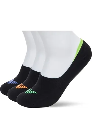 Emporio Armani All Over Logo 3-Pack Footie Socks, Calzini Uomo, (Black-Black-Black), Taglia unica
