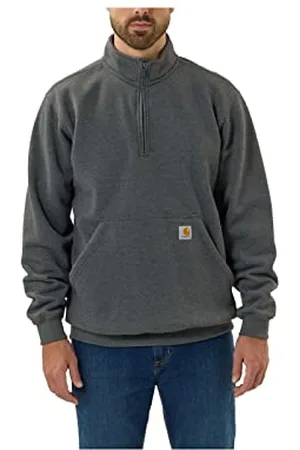 Carhartt Felpa da Uomo con Colletto rialzato, Peso Medio, Zip Quadrata, vestibilità Ampia, Grigio, XXL