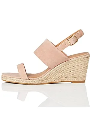 FIND FIND Wedge Leather Espadrille - Sandali punta aperta Donna, Rosa (Pink Pink), 41 EU