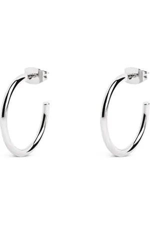 SINGULARU Orecchini Cerchio Ank. Ottone con Finitura in Bagno di Rodio. Chiusura a Pressione. Gioielli per Donna