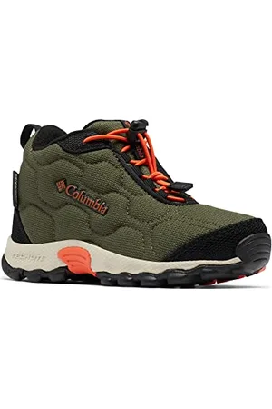 Columbia Firecamp Mid 2 WP, Scarponi da trekking alta Unisex - bambini e ragazzi, Nori/Red Quartz , 30 EU