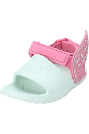 PUMA Divecat v2 Injex Hero Glitz Inf, Slide Sandal Unisex-Bimbi 0-24, Fresh Mint-Fast Pink, 25 EU