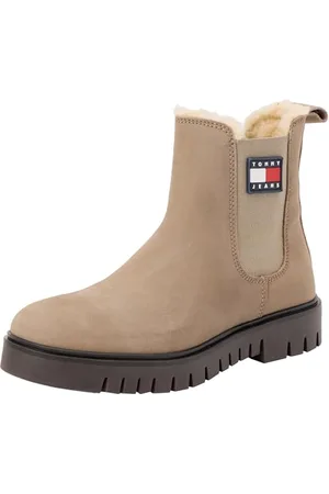 Tommy Hilfiger Donna Stivaletti Chelsea Nubuck Foderati, Beige (Dusky Taupe), 38