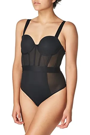 DKNY Intimates Sheers Cupped Strapless Body, (Black BP), Unica (Taglia Produttore: 32B) Donna