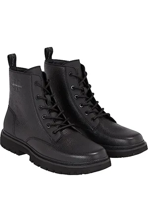 Calvin Klein Stivale Eva Mid Laceup Lth, Uomo, Triplo Nero, 46 EU