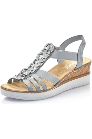 Rieker Donna Sandali V38H8, Signora Sandali,Scarpa Estiva,Sandalo Estivo,Comodo,Piatto,Blu (Blau / 12),37 EU / 4 UK