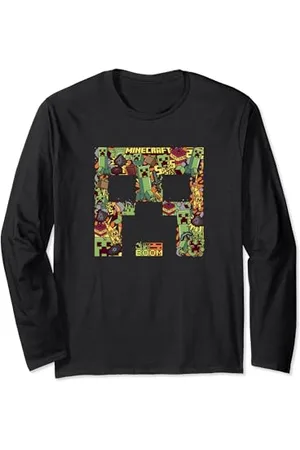 Minecraft Creeper Big Face Collage Maglia a Manica