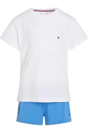 Tommy Hilfiger Set Pigiama Bambina Basic Corto, Multicolore (White/Blue Spell), 14-16 Anni
