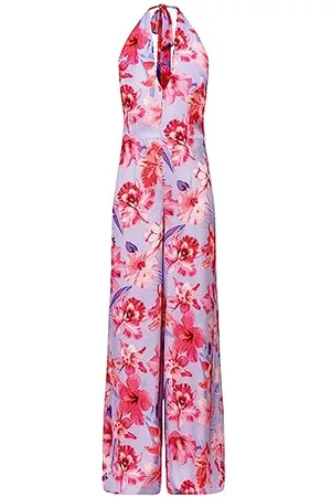 Pinko TRAGICO Tuta Satin Stampa FIOR Vestito da Sera, , 50 Donna
