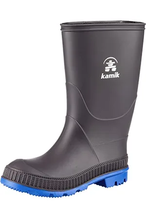 Kamik Stomp, Stivali di Gomma Unisex-Bambini, Grigio (Charcoal/Blue CIB), 27 EU