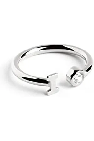 SINGULARU Anello Personalizzato Letter Spark. Regolabile. Argento Sterling 925 con Finitura Placcata Rodio. Taglia Unica. Gioielli da Donna. Lettera I