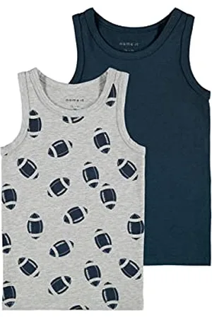 NAME IT Nmmtank Top 2p Grey Mel Rugby Noos Canottiera, , 98 Bambini e Ragazzi
