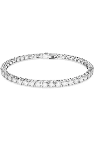 Swarovski Braccialetto Matrix Tennis, Taglio tondo, Bianco, Placcato rodio