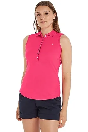 Tommy Hilfiger Maglietta Polo Donna Senza Maniche Elasticizzata, (Bright Cerise Pink), L