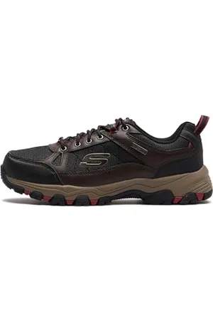 Skechers Selmen Cormack, Scarpe da passeggio Uomo, Maglia Sintetica In Pelle Nera Color Cioccolato, 41.5 EU