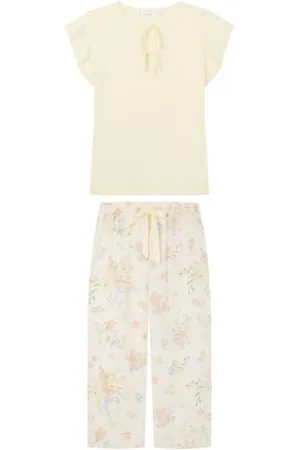 Women secret Yellow Floral 1% Cotton Pyjamas Set Pigiama, , S Donna