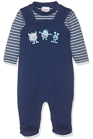 Playshoes Schnizler Strampler-Set Interlock 2-Teilig Kleine Monster Pagliaccetto, (Marine 11), 3 Mesi (Pacco da 2) Bimbo