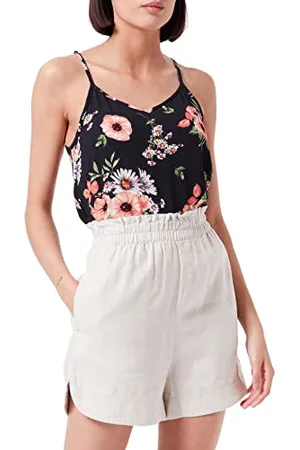 ONLY Onlcaro HW Pb Pantaloncini in Misto Lino Pnt, Fodera in Argento, M Donna