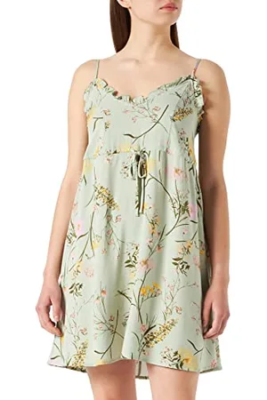 VERO MODA Vmeasy Breve FRL Strap Dress Wvn Ga Vestito, Deserto Salvia/AOP:Mille, S Donna