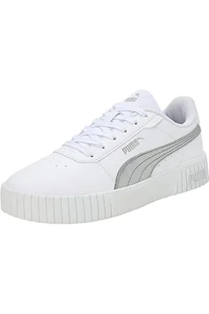 PUMA Carina 2.0 Space Metallics Sneakers Damen, Scarpe da Ginnastica Donna, White-Matte Silver-Silver, 36 EU