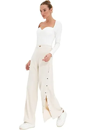 Trendyol I Lati Neri Sono Pantaloni Larghi con Rivetti, , 68 Donna